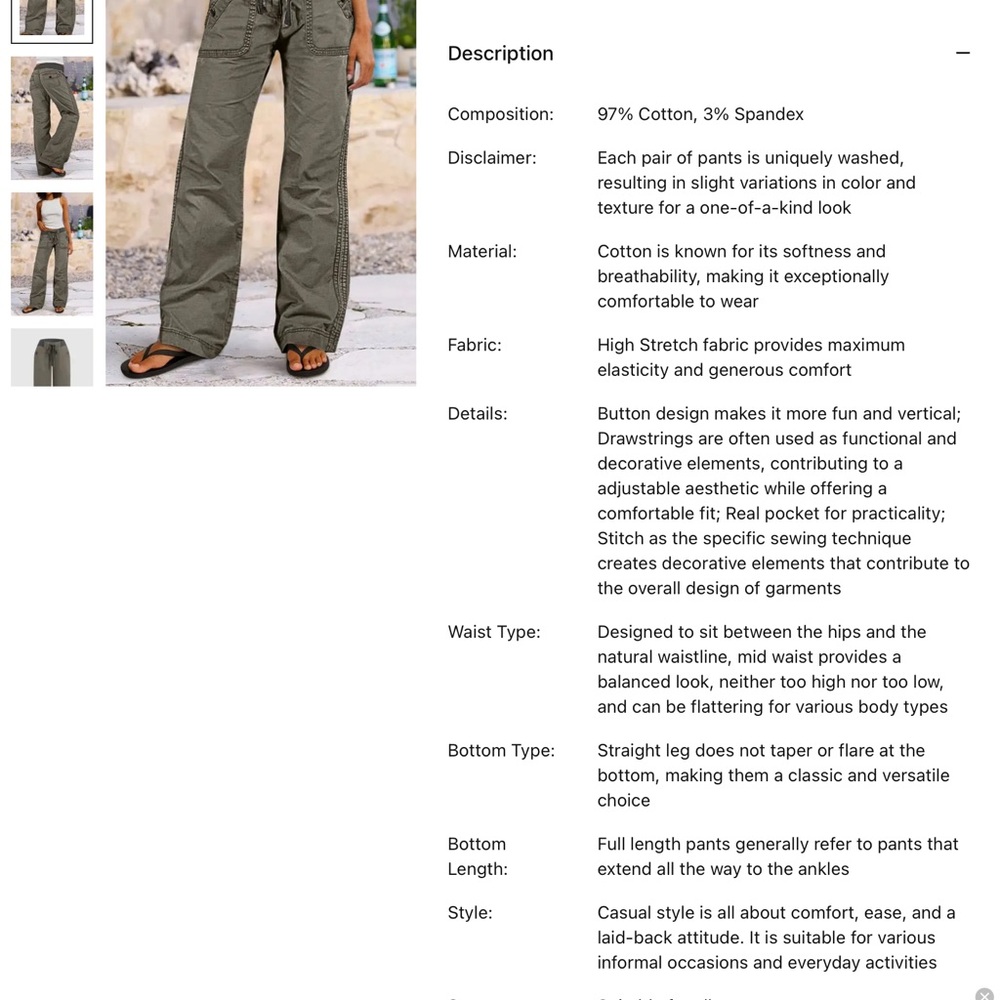 Flamingals Solid Seam Detail Drawstring Mid Rise Straight Leg Pants XL NWT - Picture 11 of 11